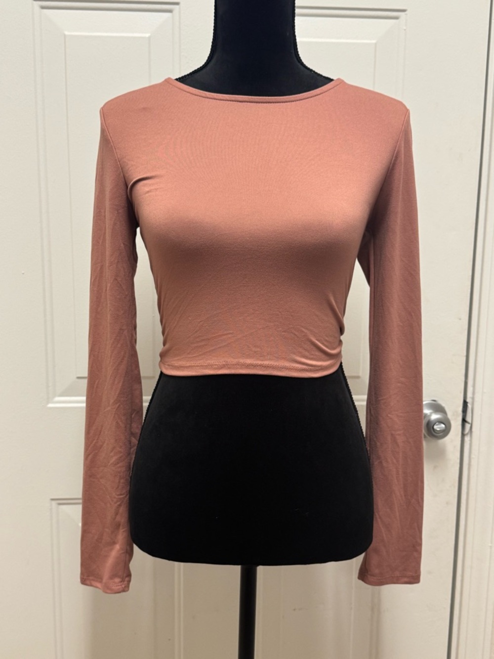 Fashion Nova Slim Fit Long Sleeve Crop Top - Mauve Pink